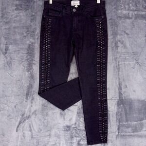 Current/Elliott Jeans Womens 27 Black The Stiletto Skinny Studded Crop Made USA